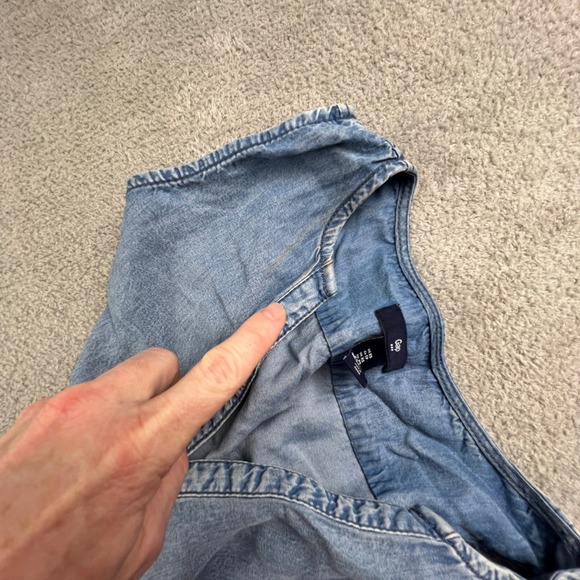 Gap Chambray Women's Dress Extra Small Sleeveless Henley Tencel Denim Casual - Picture 9 of 12